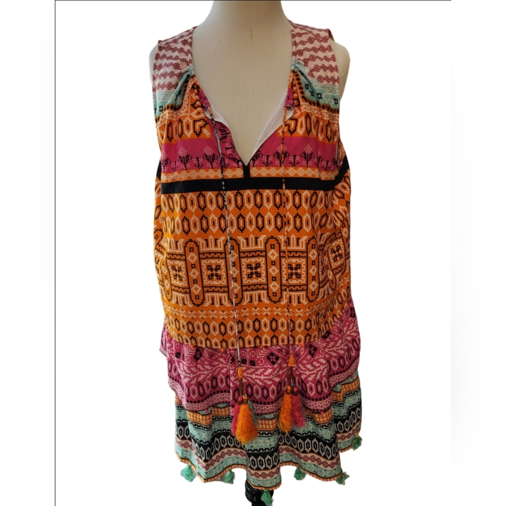 Colorful Sleeveless Patterned Dress